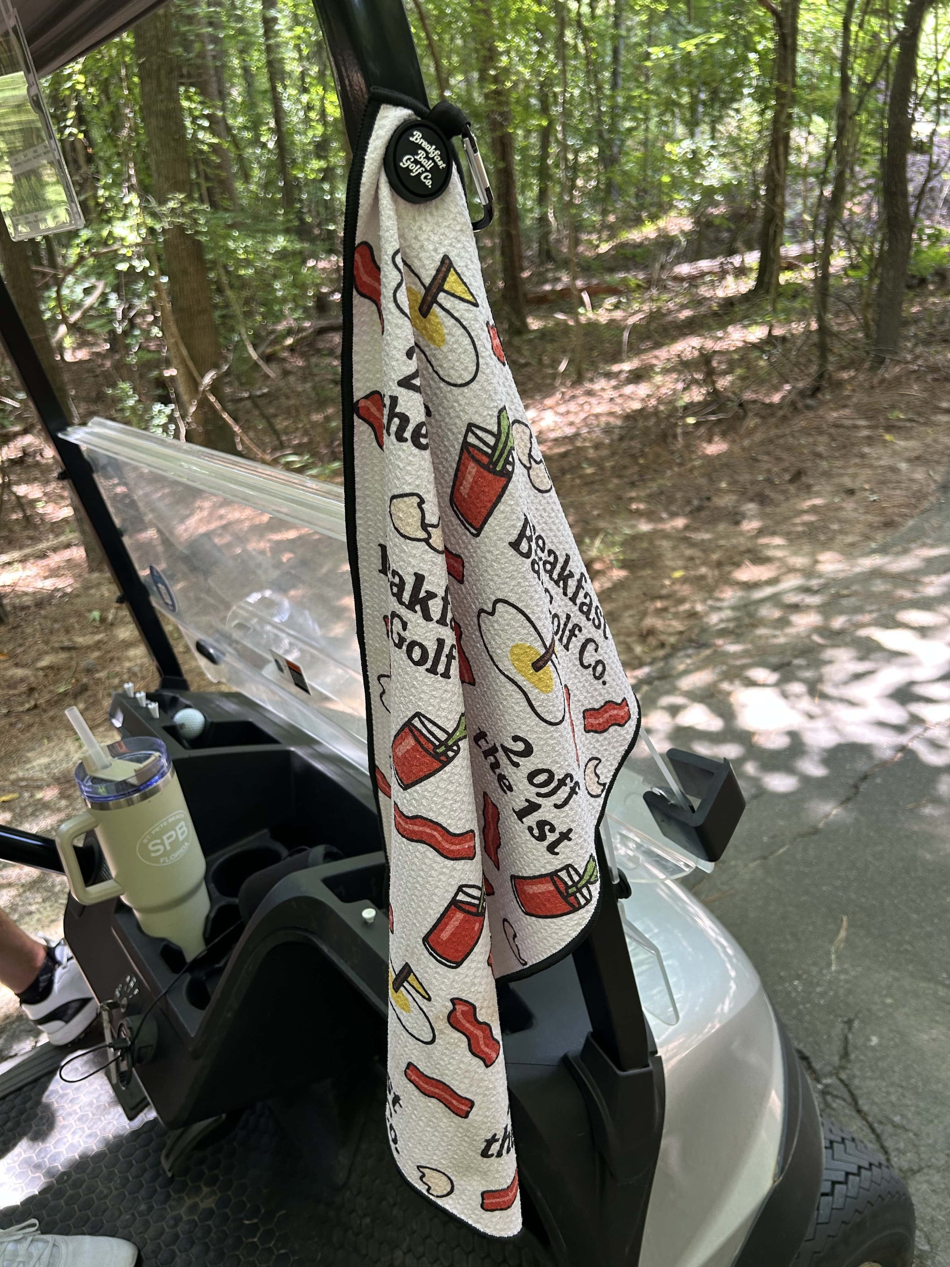 magnetic golf towel on cart