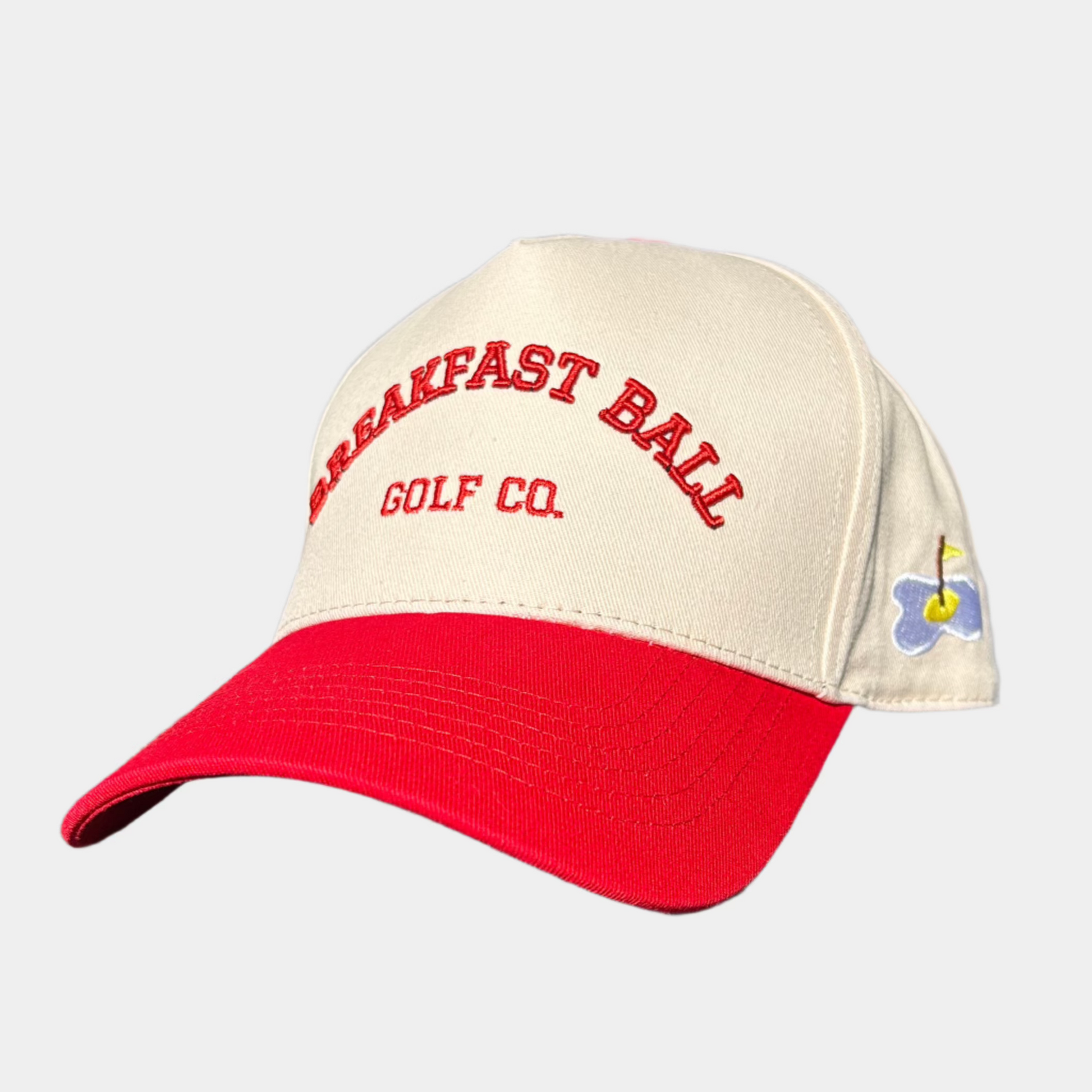 breakfast ball golf hat red