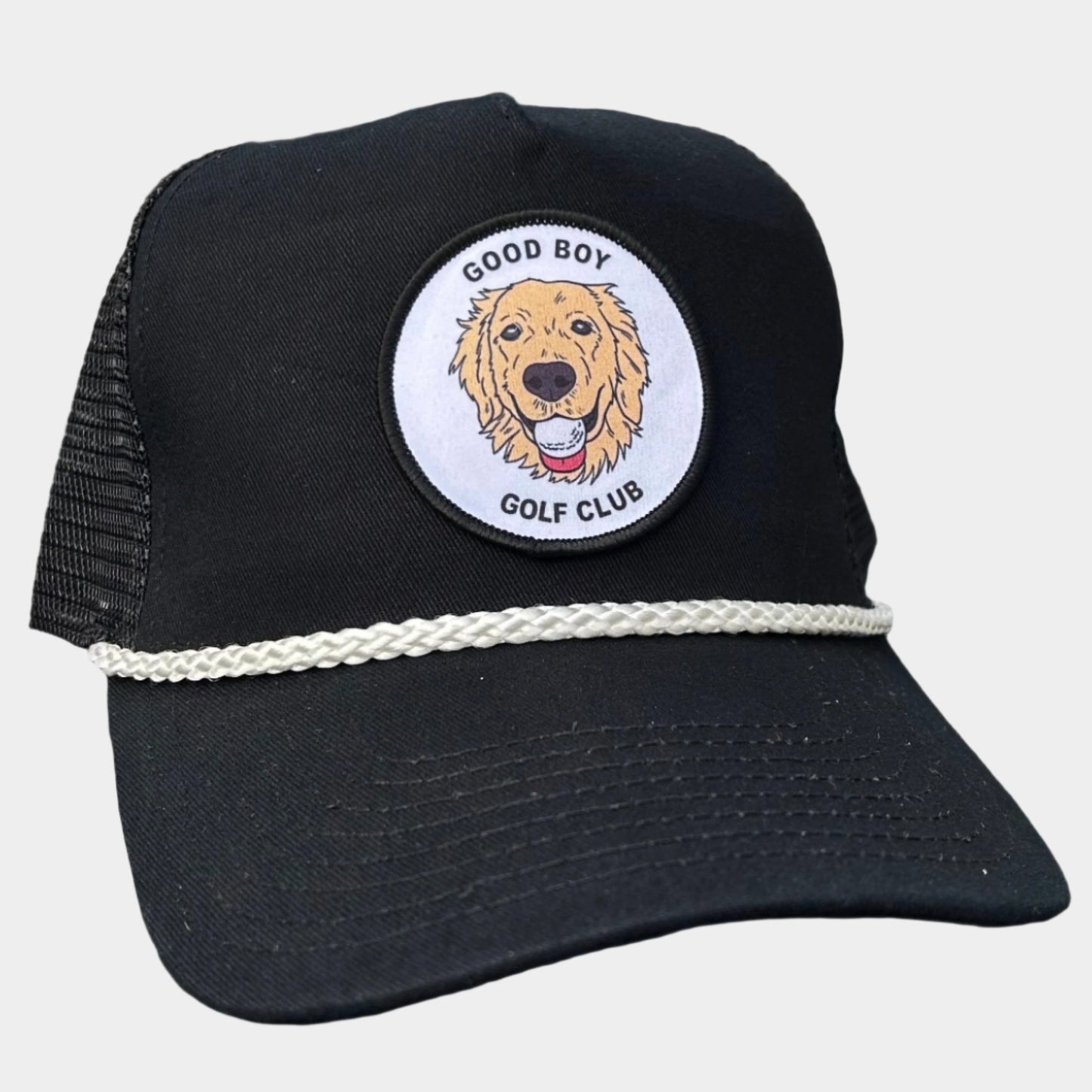 golden retriever black golf hat 