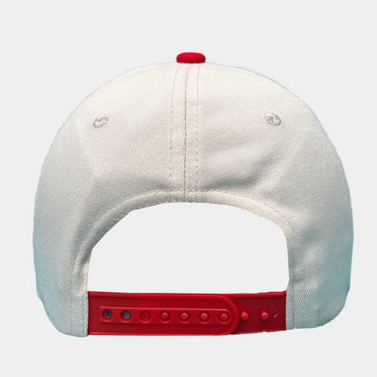 red snapback golf hat